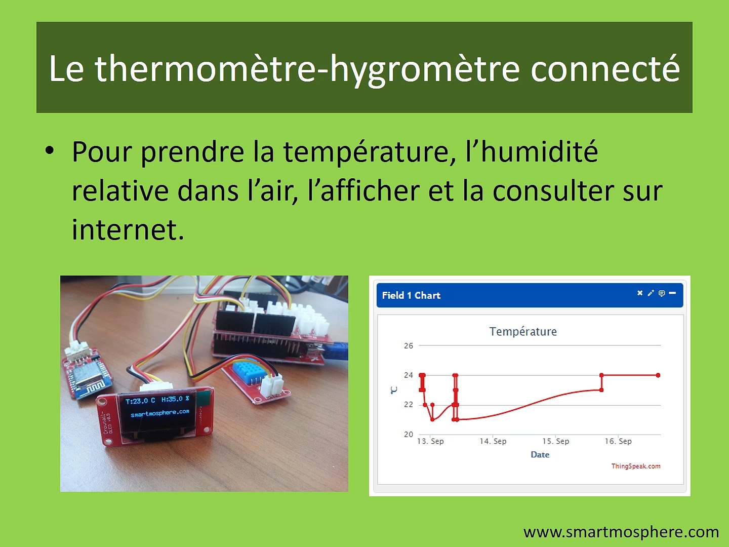 Smartmosphere - fabriquer soi-même un thermomètre-hygromètre connecté -  Vidéo Dailymotion