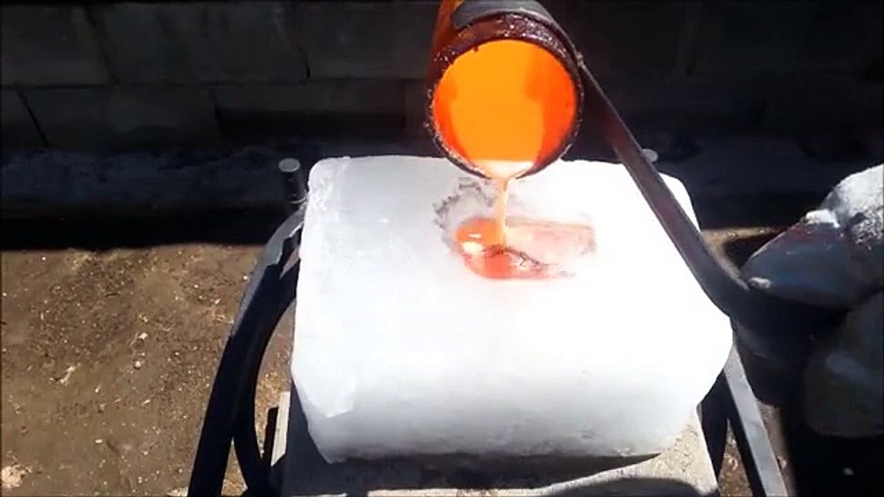 La Surpuissante et Surprenante Réaction du Cuivre Fondu sur de la Glace