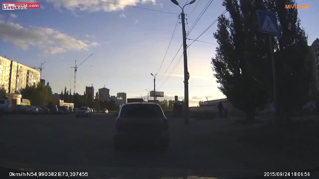 Car Crash Sends Pedestrian Flying