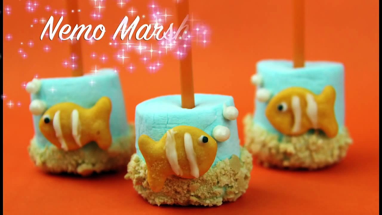 NEMO MARSHMALLOW POPS clownfish Finding Nemo aquarium mallow pops Disney pixar how to baki