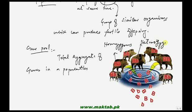 FSc Biology Book2, CH 24, LEC 7; Natural Selection and Artificial Selection, Population, Gene pool, Allel and Genotype Frequencies