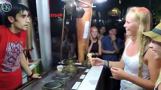 Laugh with the guy selling ice cream and buyers