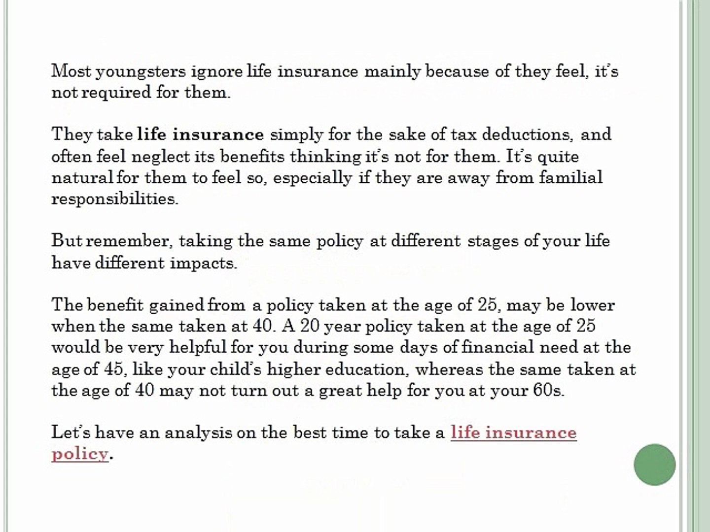 Life Insurance Policy