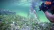 Dangerous Snap Shot Model Poses Underwater Inches With Deadly Crocodiles.