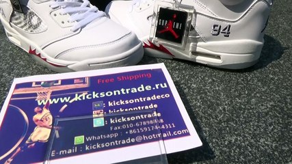Authentic Supreme x Air Jordan 5 “White” HD Review from www.kicksontrade.ru