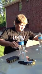 Man chugs 3 water bottles in 5 seconds!