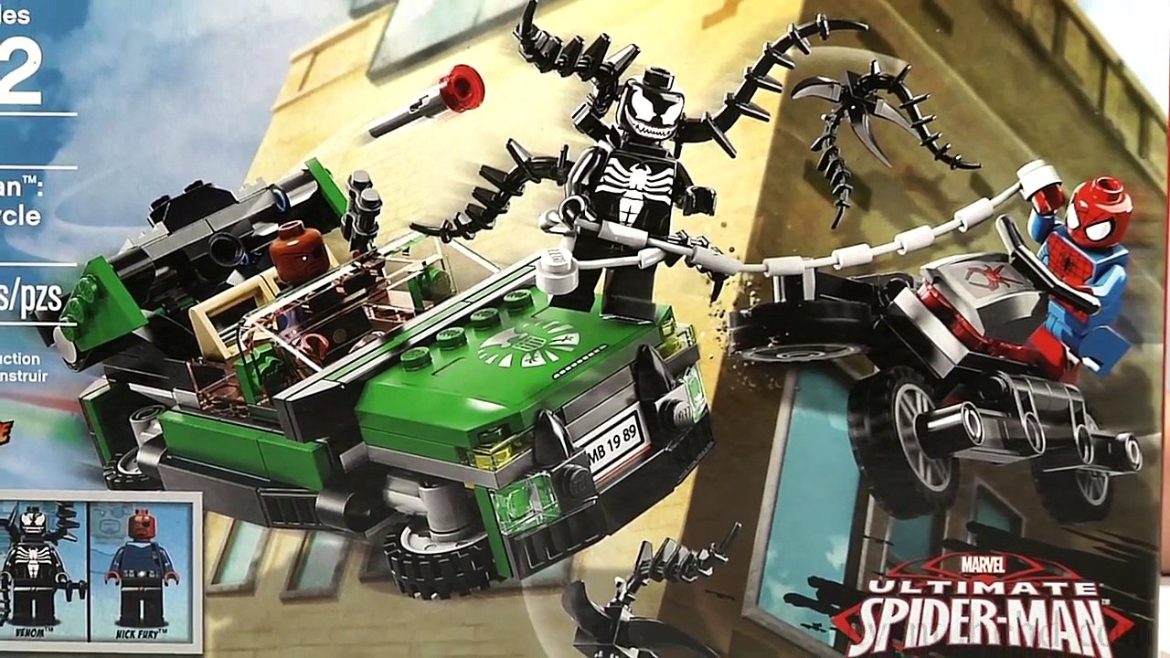 SPIDER MAN: SPIDER CYCLE CHASE Lego Super Heroes Set 76004 Review + Super Hero MashEms!
