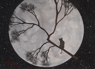 Cat on the Full Moon Acrylic Tutorial by Yannis Koutras