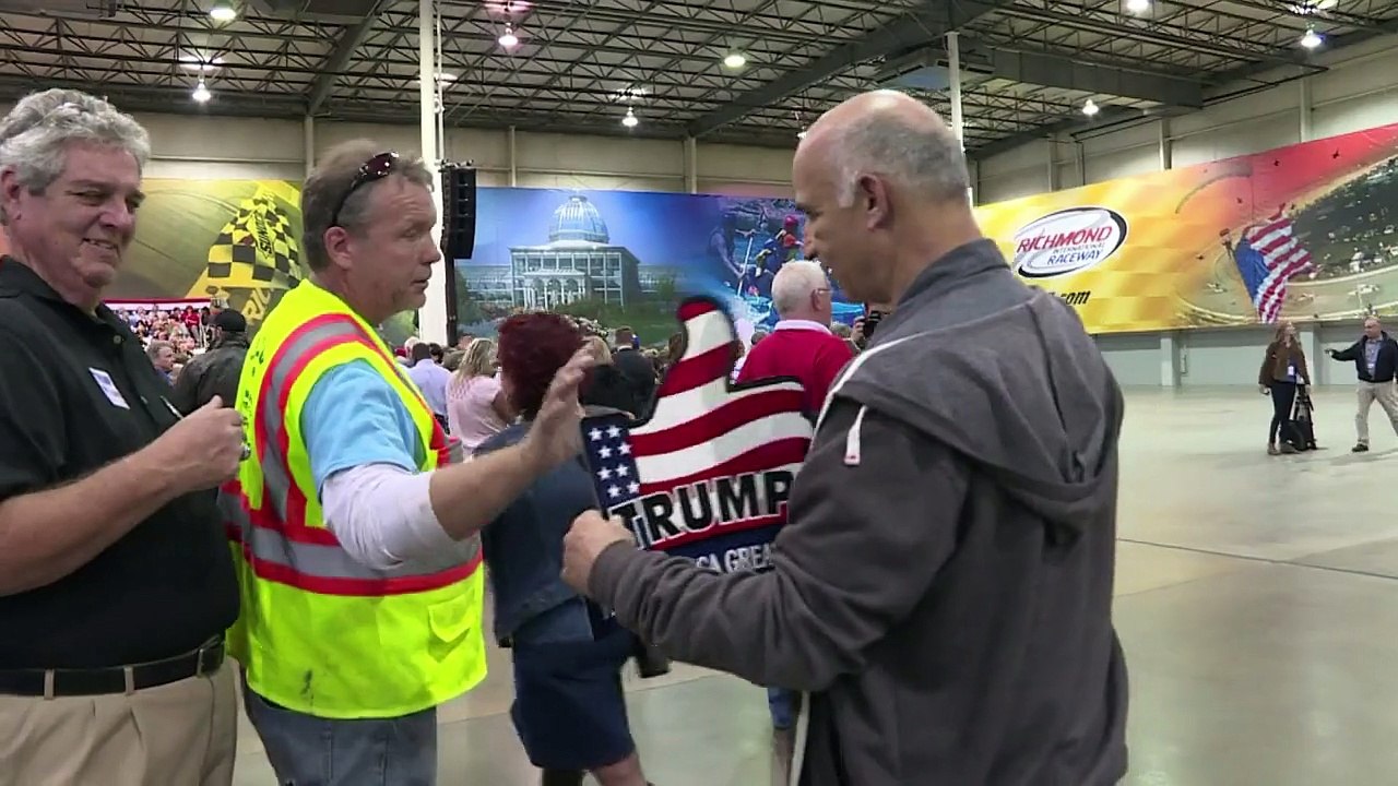 Trump rally gives way to shoving, yelling amid Latino protests