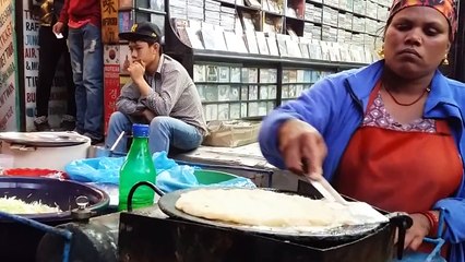 Nepali Pancake Street Vendor at Kathmandu, Nepal.
