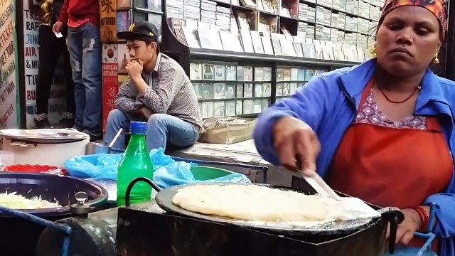 Nepali Pancake Street Vendor at Kathmandu, Nepal.