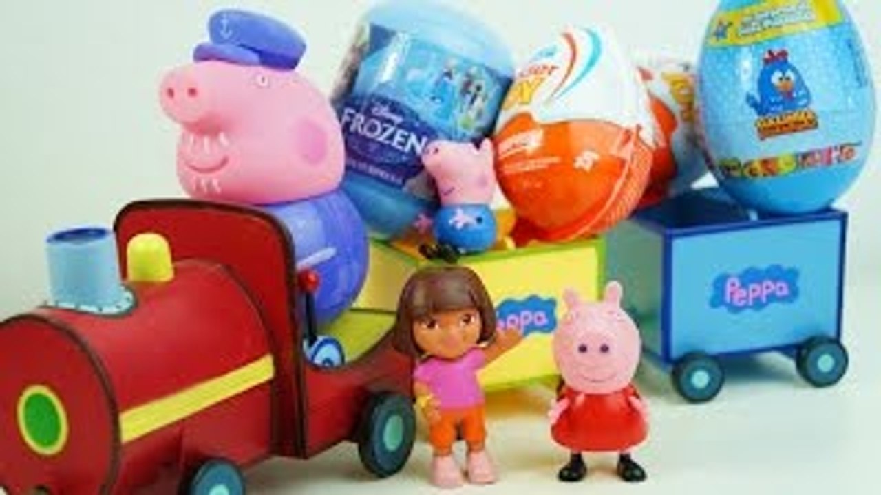 Peppa Pig George e Dora Aventureira Abrindo Ovos Surpresas Frozen Galinha Pintadinha Kinde
