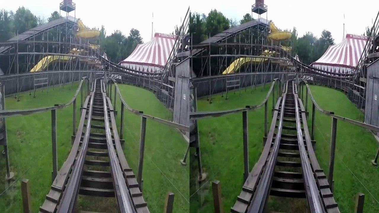 Outlaw 3D front seat on-ride HD POV @60fps Adventureland