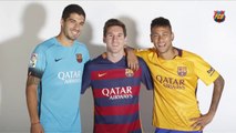 Messi, Neymar e Suárez posam para fotos da revista do Barça