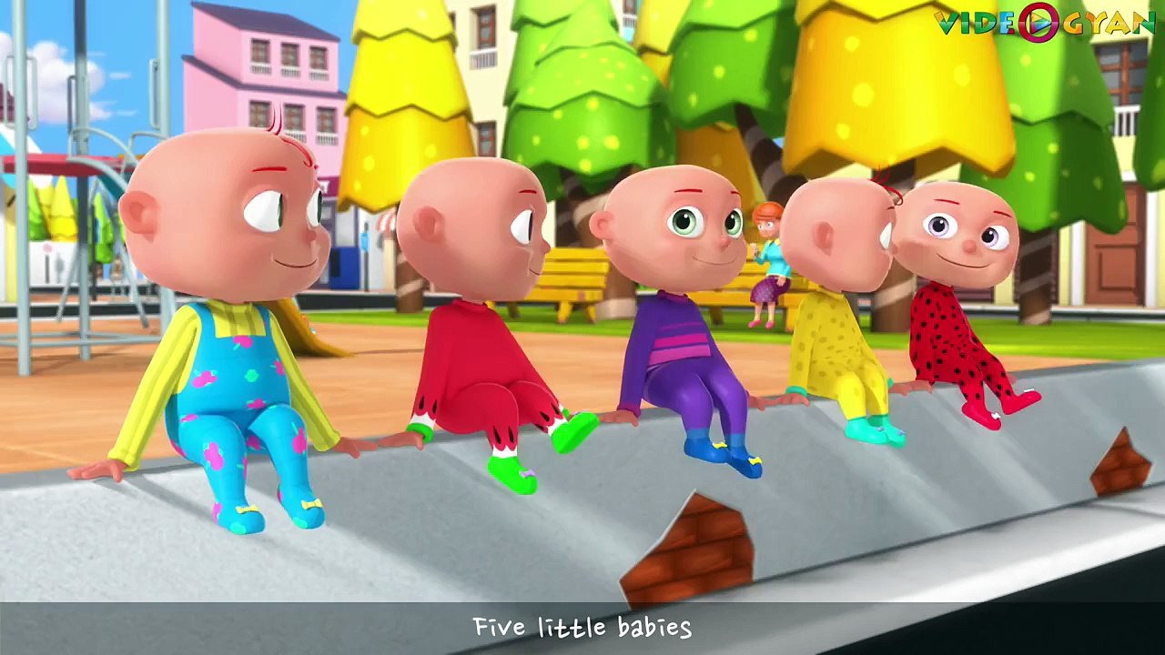 Five Little Babies Sitting On A Wall | Videogyan 3D Rhymes | Nursery