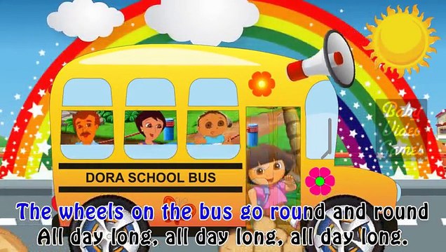 Wheels On The Bus Dora the Explorer Song - Dora the Explorer Nursery Rhymes - Dora School Bus