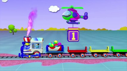 Kids Cartoons in 3D animation: Learn to Count: 10 Blocks Train & Helicopter [ 火车和直升机积木]