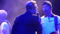 Penelope Cruz and Javier Bardem joined U2 on Stage during Concert in Barcelona