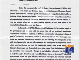Mark Siegel Statement in Benazir murder case