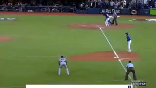 Take a look at Jose Bautista's epic bat flip after his 3-run homer gave Blue Jays lead