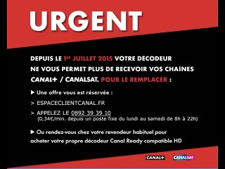 Annonce Canalsat Canal+ Fin de la SD