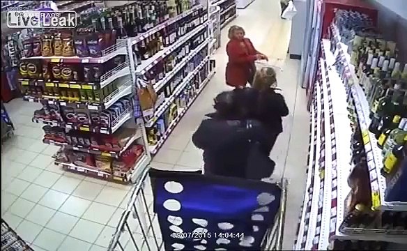 LiveLeak.com Girls in panties hid bottles of alcohol Theft in supermarket