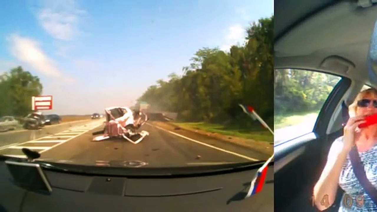 Car Cut In Half In Violent Highway Crash