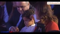 Cristiano Ronaldo Junior sticks his finger up at his dad during award speech | 2015
