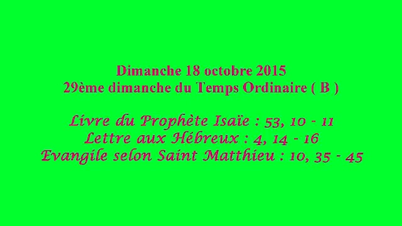 Homélie du 29ème Dimanche du Temps Ordinaire - B ( 2015 )