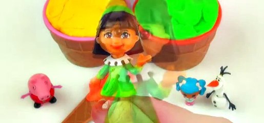 Play-Doh Ice Cream Surprise Egg Toys Disney Frozen Peppa Pig Thomas Tank Dora Lalaloopsy FluffyJet [Full Episode]