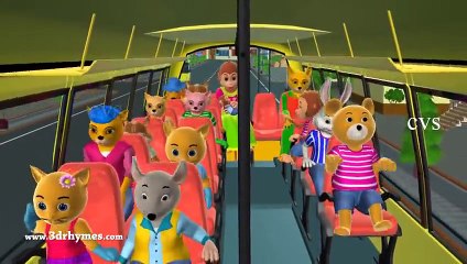 Wheels on the Bus Go Round And Round - 3D Animation Nursery Rhymes & Songs for Children