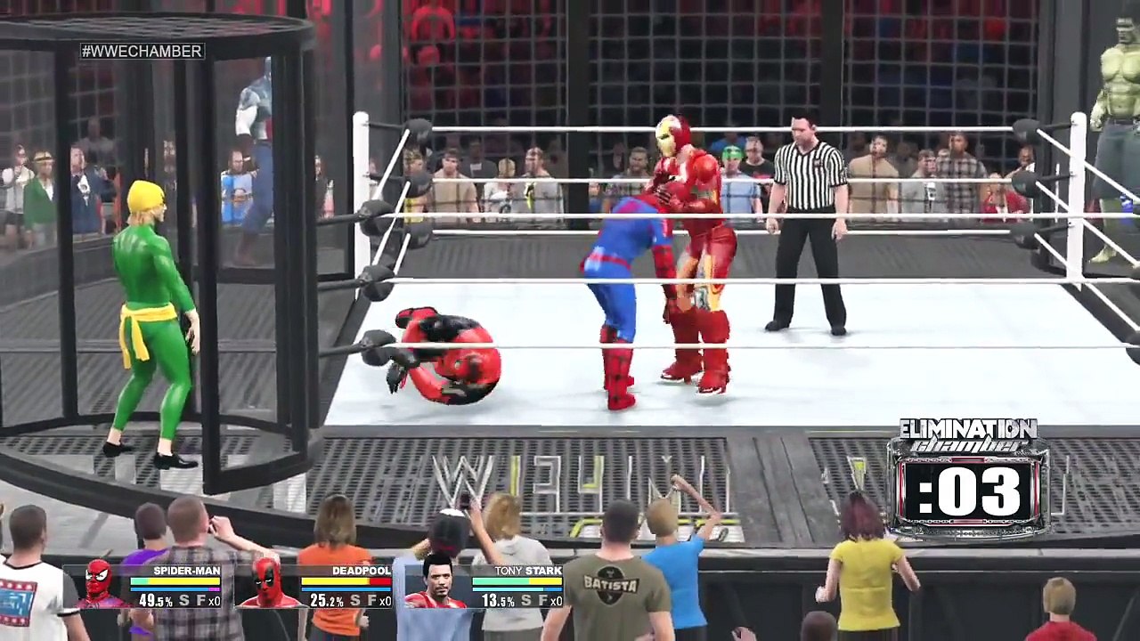 WWE 2K15 Spiderman vs Deadpool vs Hulk vs Captain America vs Iron Man vs Iron Fist MARVEL