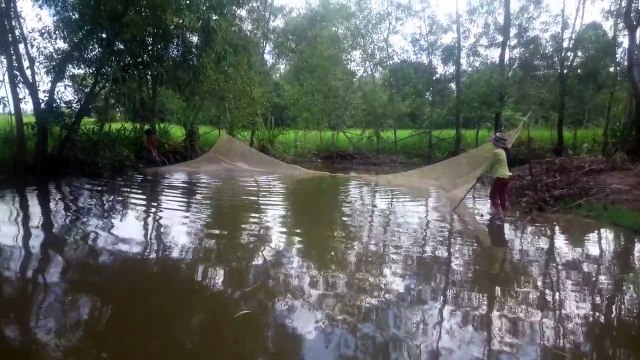 Tractor is digging the ground to make few small ponds for Fishing farm