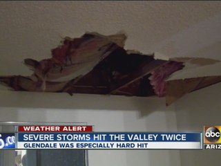 Trees on homes, roof of gas station blown down