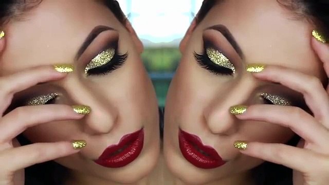 Best-makeup Gold-Glitter-Cut-Crease-Smokey-Eye
