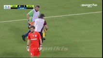 Greek stretcher bearer drops injured player and then falls on top of him - this is hilarious - Copie