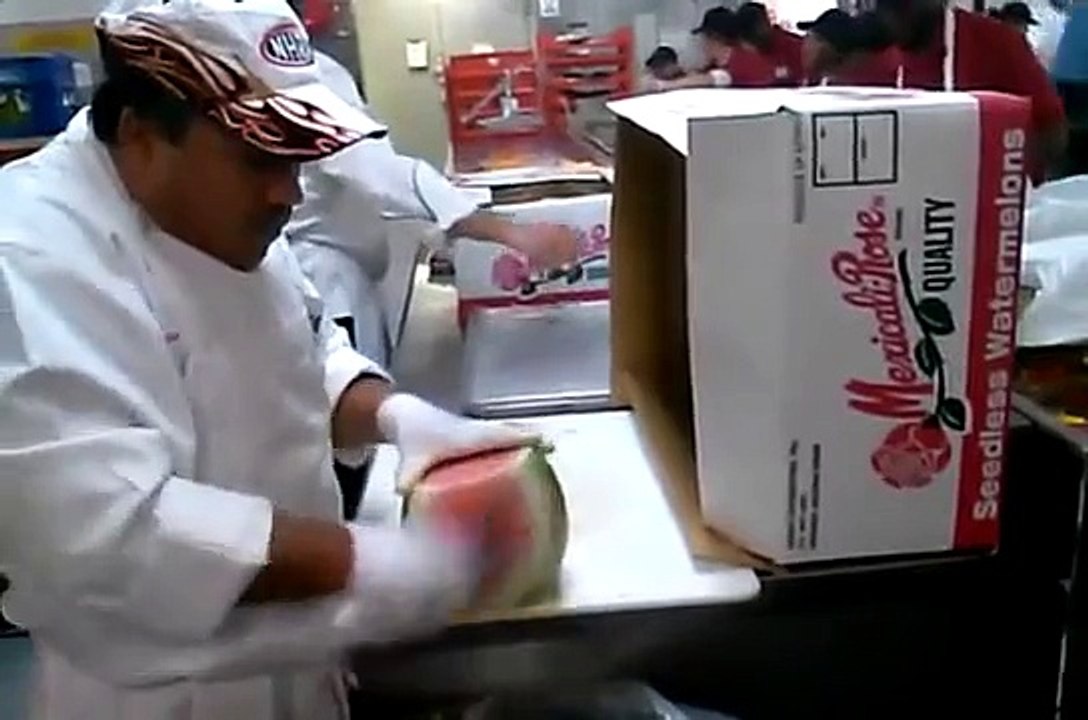 Amazing cutting. Watermelon high speed