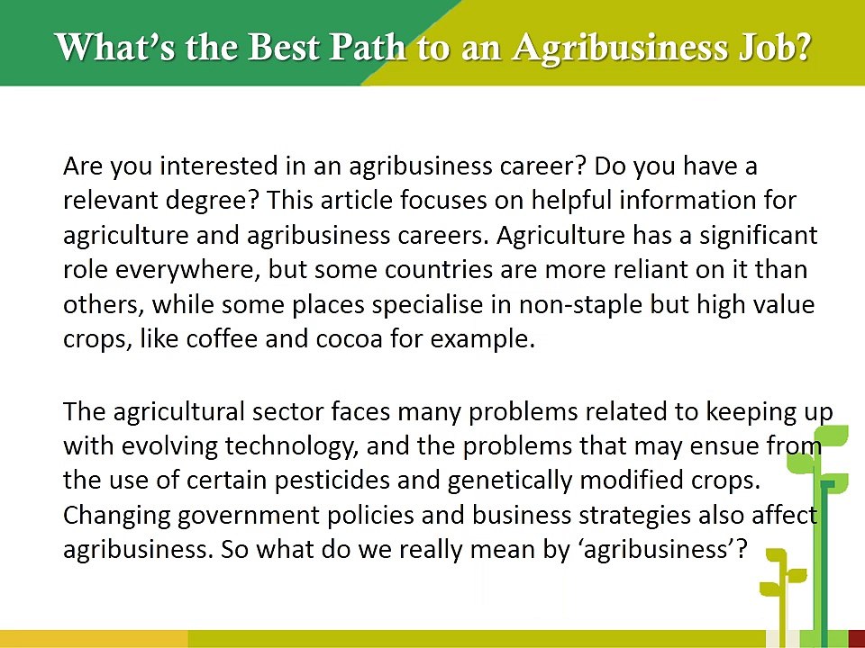 Agribusiness Job