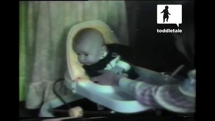 Baby boy gets googly eyes over his food