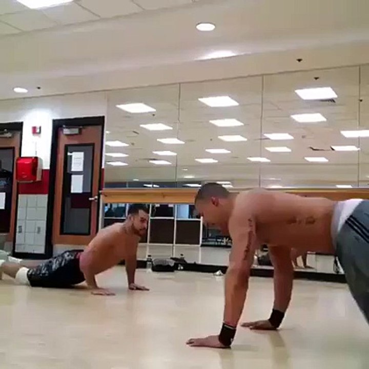 Crazy push ups with a buddy friend