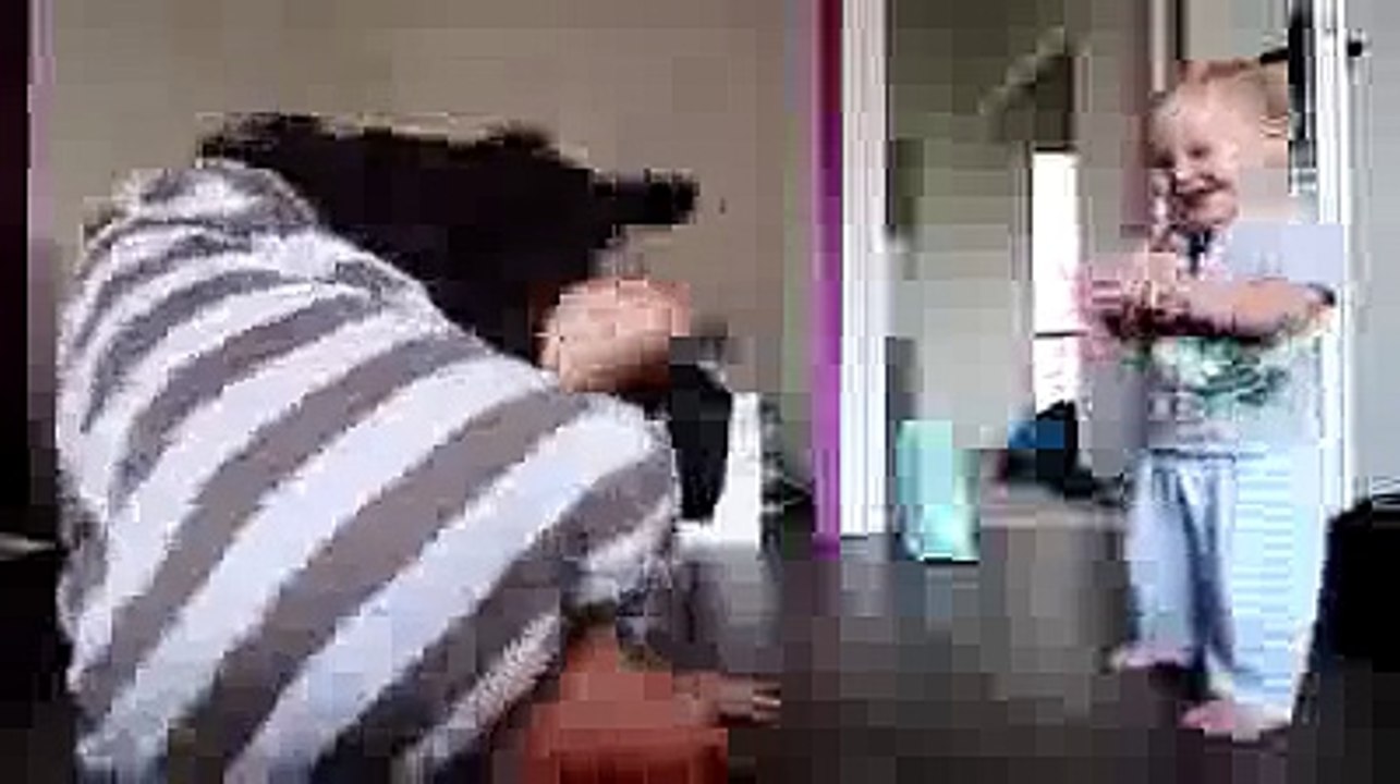 Funny video man and baby during dance competition