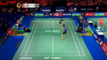 Le point spectaculaire en badminton lors de l'Open du Danemark 2015