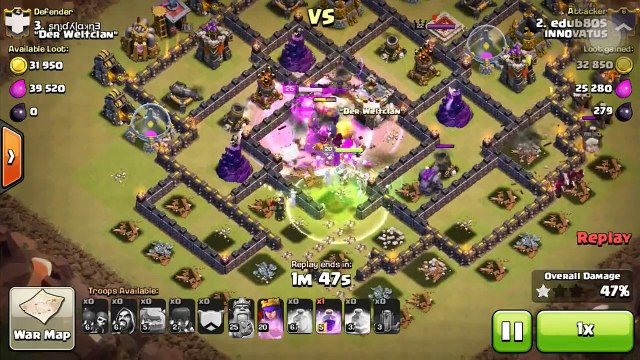 Clash of Clans: GoWiWi TH9 3 Star War Strategy (war raids)