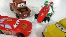Disney Pixar Cars 2 Stunt Racers Lightning McQueen, Mater, Francesco Bernoulli n Jeff Gorv