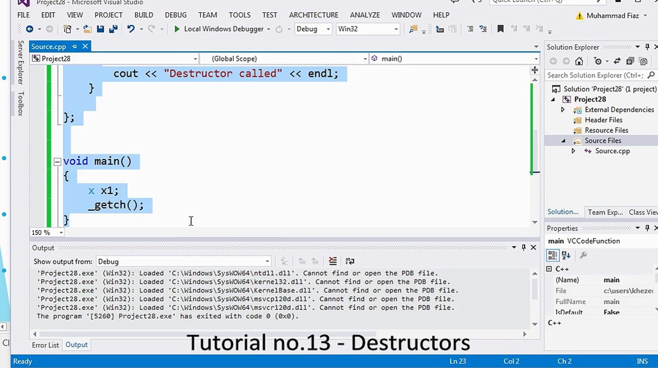 Tutorial no.13 - Destructors