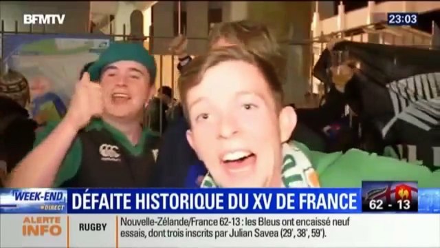 Denis Charvet chahuté par des supporters irlandais