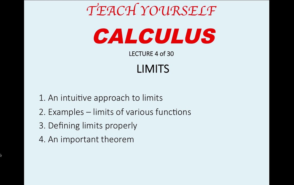 Lecture 4: Limits (Calculus - English)