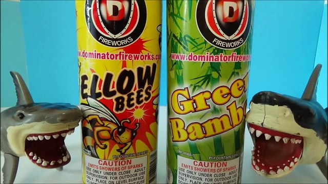 Toy Sharks Lighting Yellow Bees & Green Bamboo Fireworks