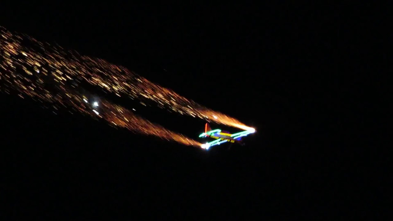 GIGANTIC RC NIGHT-FLIGHT SHOW MODEL PLANE WITH  PYRO AND LIGHT EFFECTS Jetpower Messe 2015