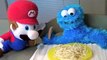 Cookie Monster Eats Spaghetti Mario Cooks for Sesame Street Cookie Monster and Eats Cookies